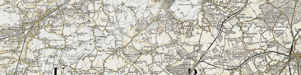 Old map of Elm Corner in 1897-1909