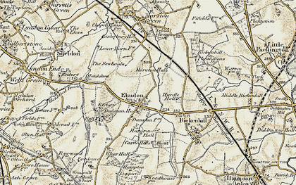 Old map of Birmingham International Airport in 1901-1902
