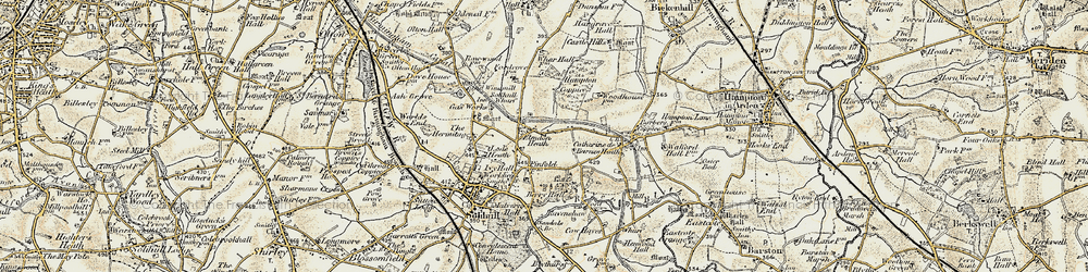 Old map of Elmdon Heath in 1901-1902