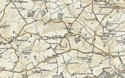 Old map of Elmsett in 1899-1901