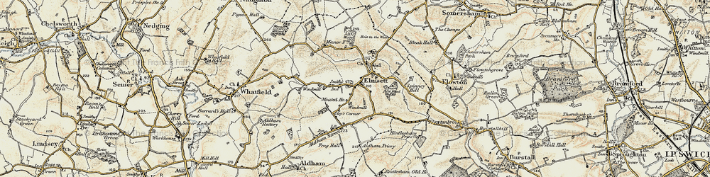 Old map of Elmsett in 1899-1901