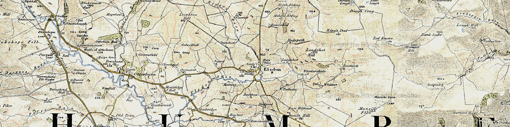Old map of Elsdon in 1901-1903