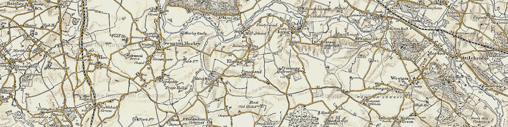 Old map of Elsing in 1901-1902