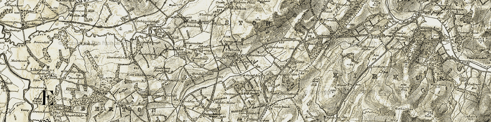 Old map of Biggarshiels Mains in 1904-1905