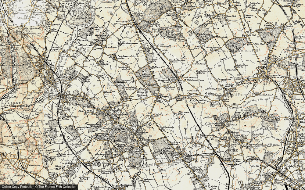 Old Map of Historic Map covering Aldenham Resr in 1897-1898