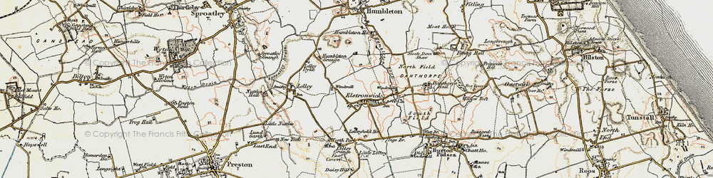 Old map of Lelley Grange in 1903-1908