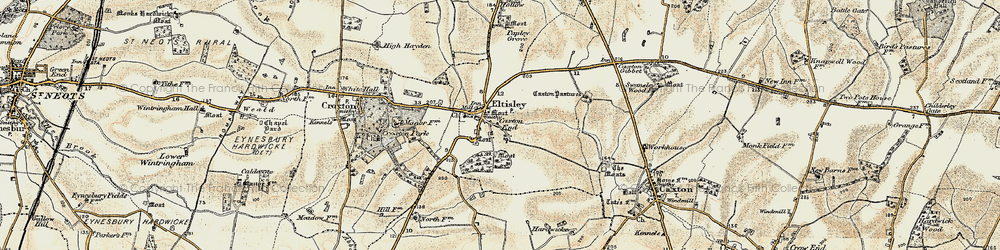 Old map of Eltisley in 1898-1901