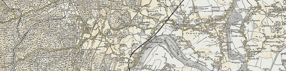 Old map of Wyncoll's in 1899-1900