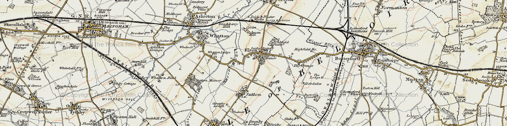 Old map of Elton on the Hill in 1902-1903