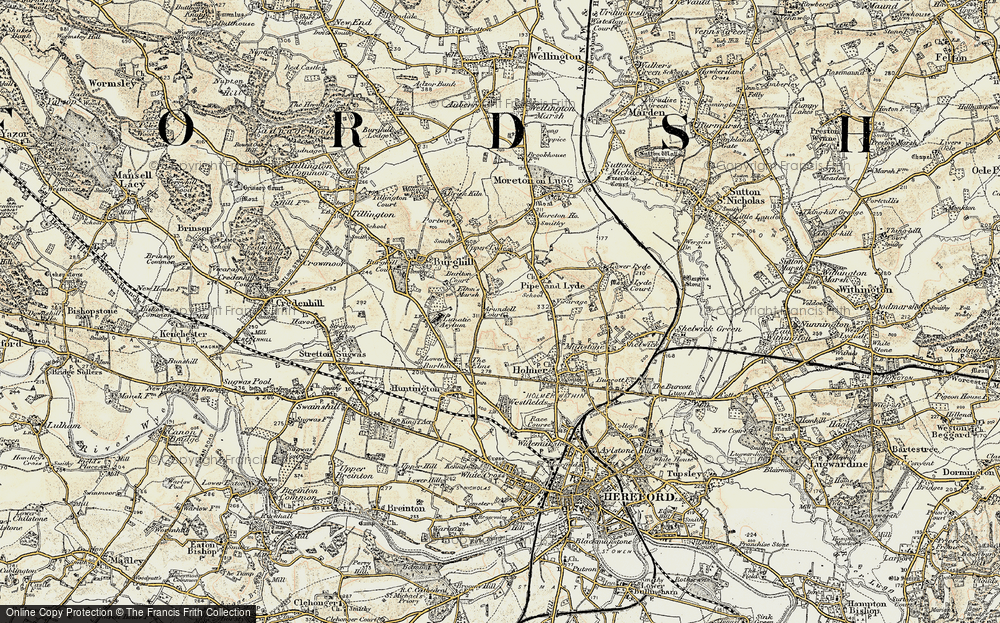 Old Map of Historic Map covering Herefordshire in 1900-1901