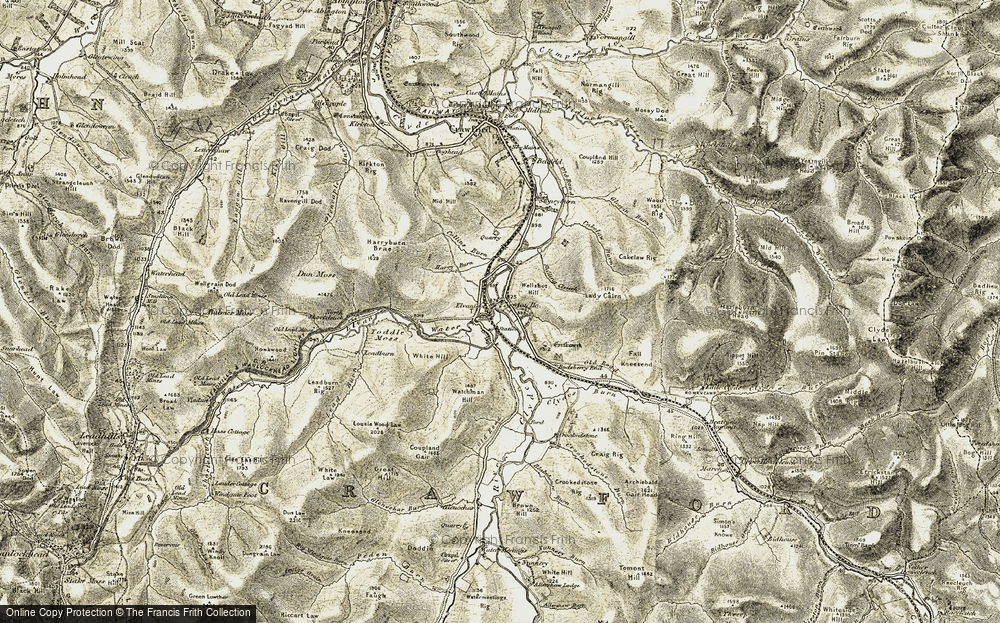 Old Map of Historic Map covering Lead Burn in 1904-1905