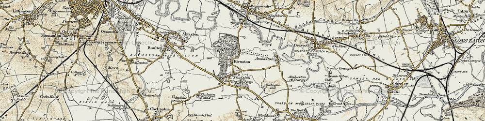 Old map of Elvaston in 1902-1903