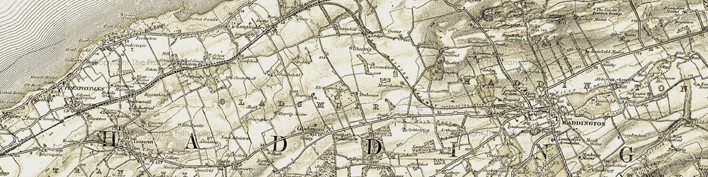 Old map of Elvingston in 1903-1906