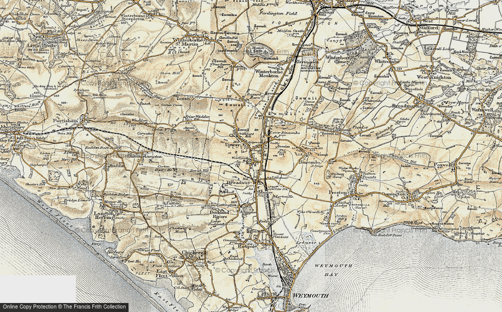 Old Map of Historic Map covering Lower Bincombe in 1899