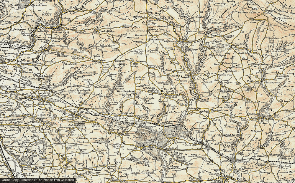 Old Map of Historic Map covering West Buckland School in 1900