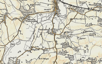 Old map of Emberton in 1898-1901