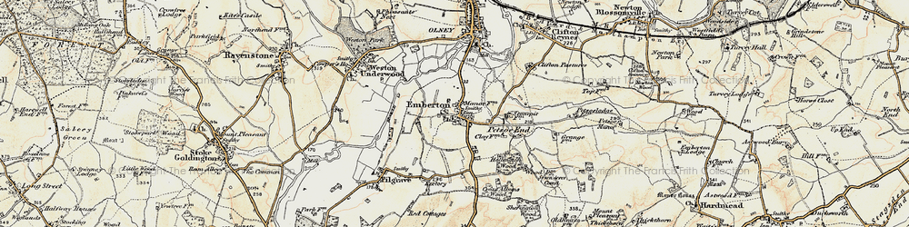 Old map of Emberton in 1898-1901
