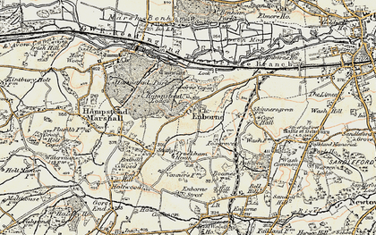 Old map of Enborne in 1897-1900