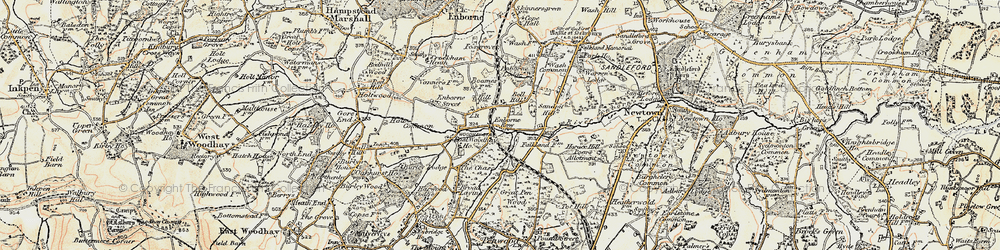 Old map of Enborne Row in 1897-1900