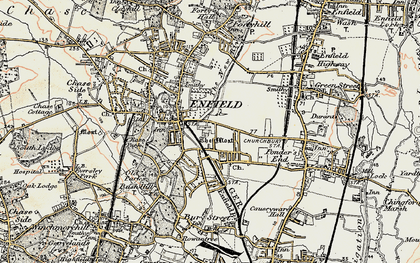 Old map of Enfield in 1897-1898