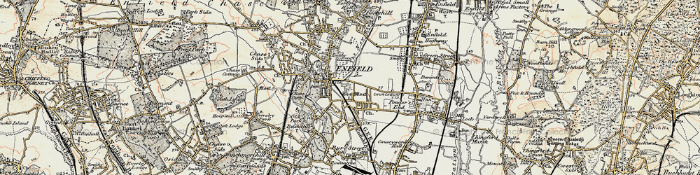 Old map of Enfield in 1897-1898