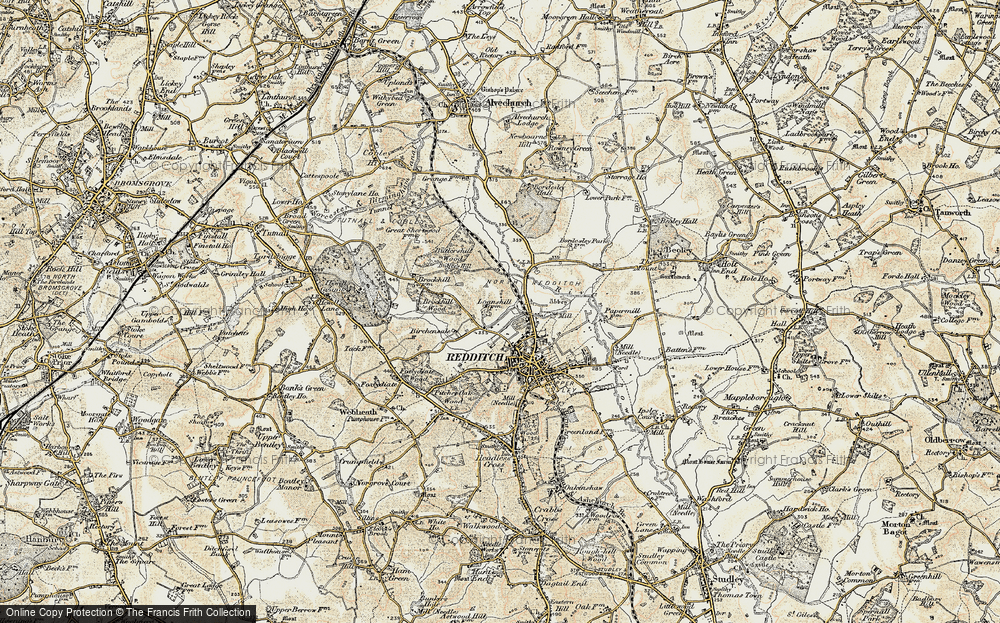 Old Map of Historic Map covering Brockhill Wood in 1901-1902