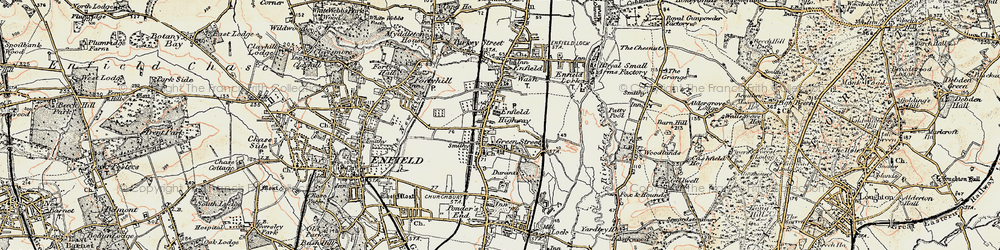 Old map of Enfield Highway in 1897-1898