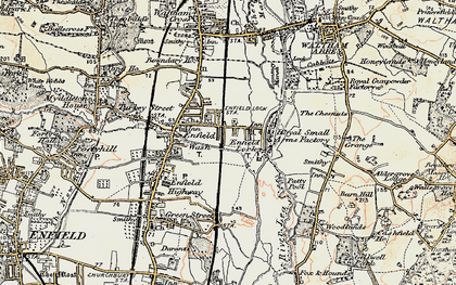 Old map of Enfield Lock in 1897-1898