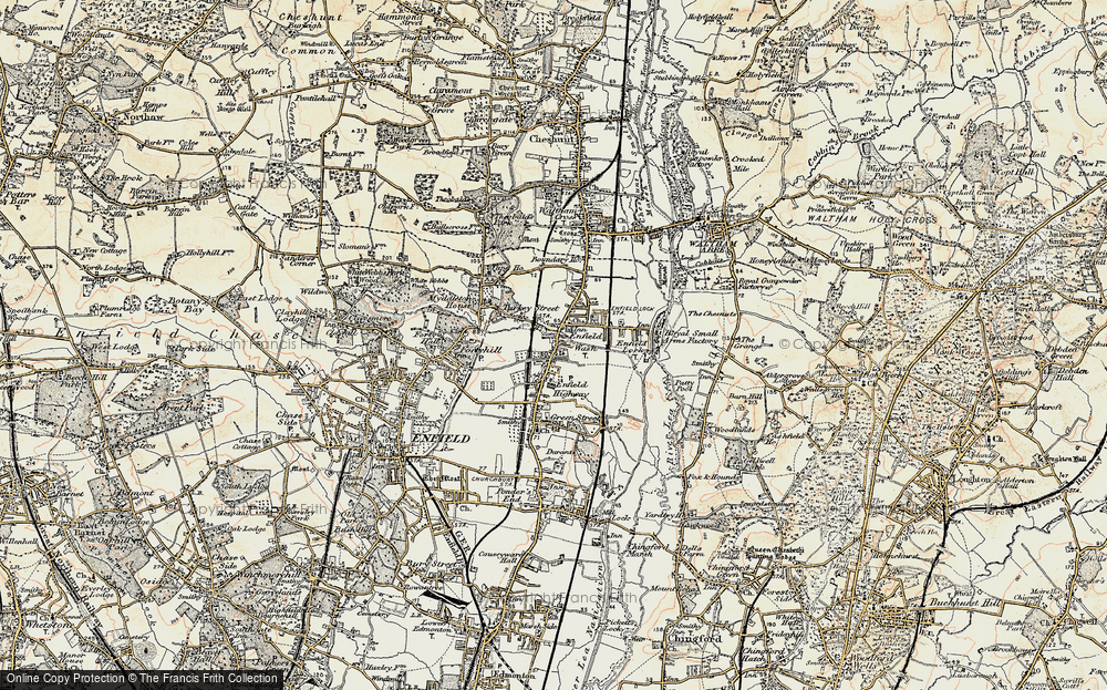 Old Map of Enfield Wash, 1897-1898 in 1897-1898