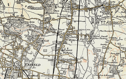 Old map of Enfield Wash in 1897-1898