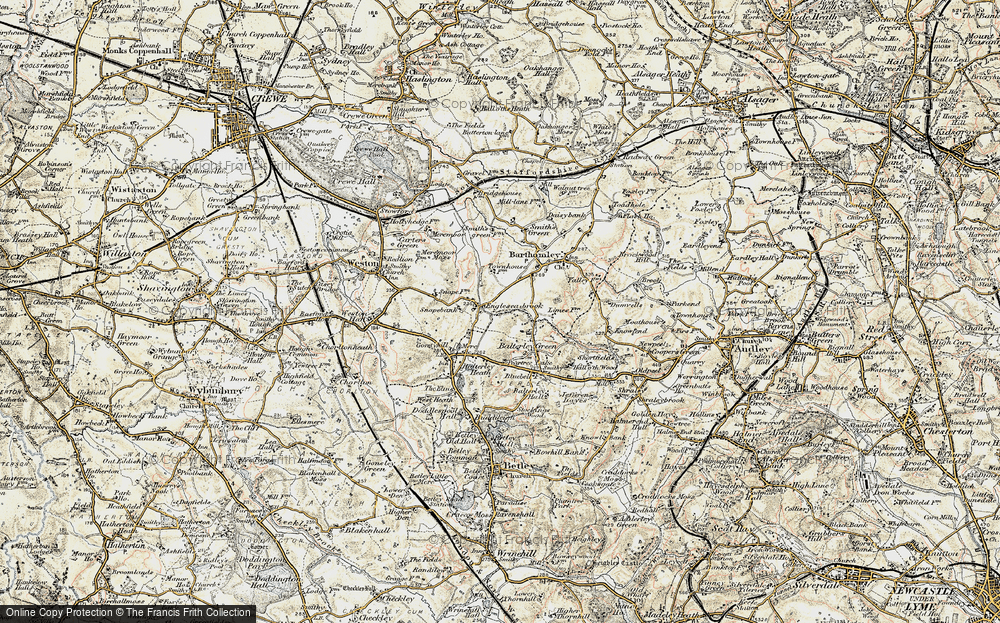 Old Map of Historic Map covering Weston in 1902