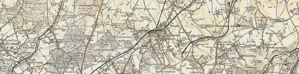 Old map of Epsom in 1897-1909