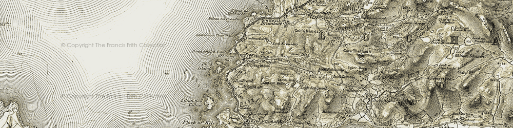 Old map of Erbusaig in 1908-1909