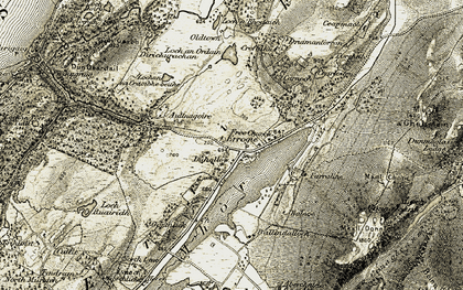 Old map of Balnagarline in 1908-1912