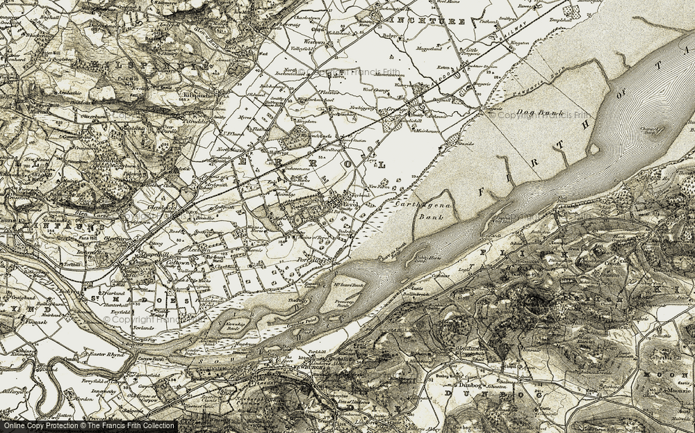 Old Map of Historic Map covering Carse of Gowrie in 1906-1908