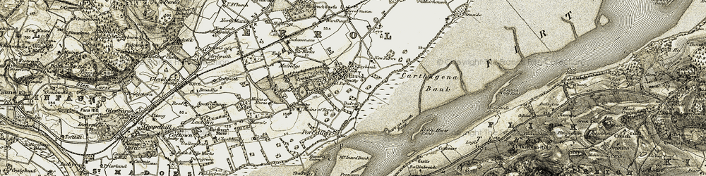 Old map of Carse of Gowrie in 1906-1908