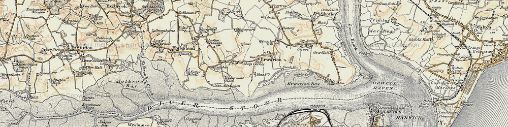 Old map of Erwarton in 1898-1901