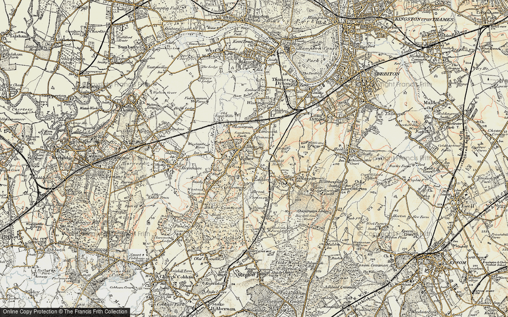 Old Map of Historic Map covering Arbrook Common in 1897-1909