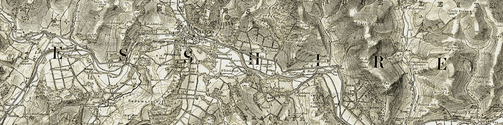 Old map of Eshiels in 1903-1904