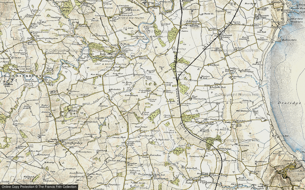 Old Map of Eshott, 1901-1903 in 1901-1903