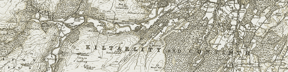 Old map of Bad a' Chlamhain in 1908-1912