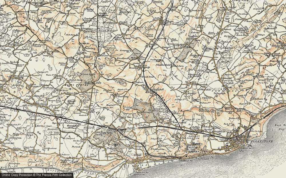 Old Map of Historic Map covering Beachborough in 1898-1899