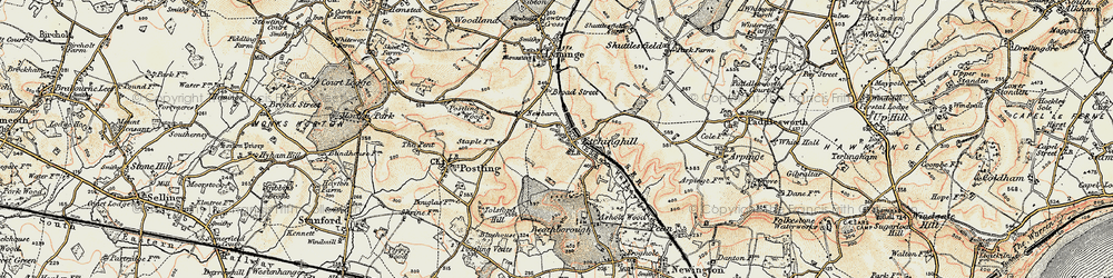 Old map of Beachborough in 1898-1899