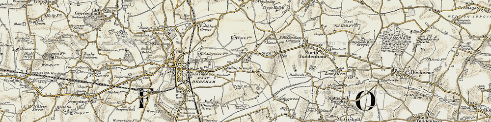 Old map of Etling Green in 1901-1902
