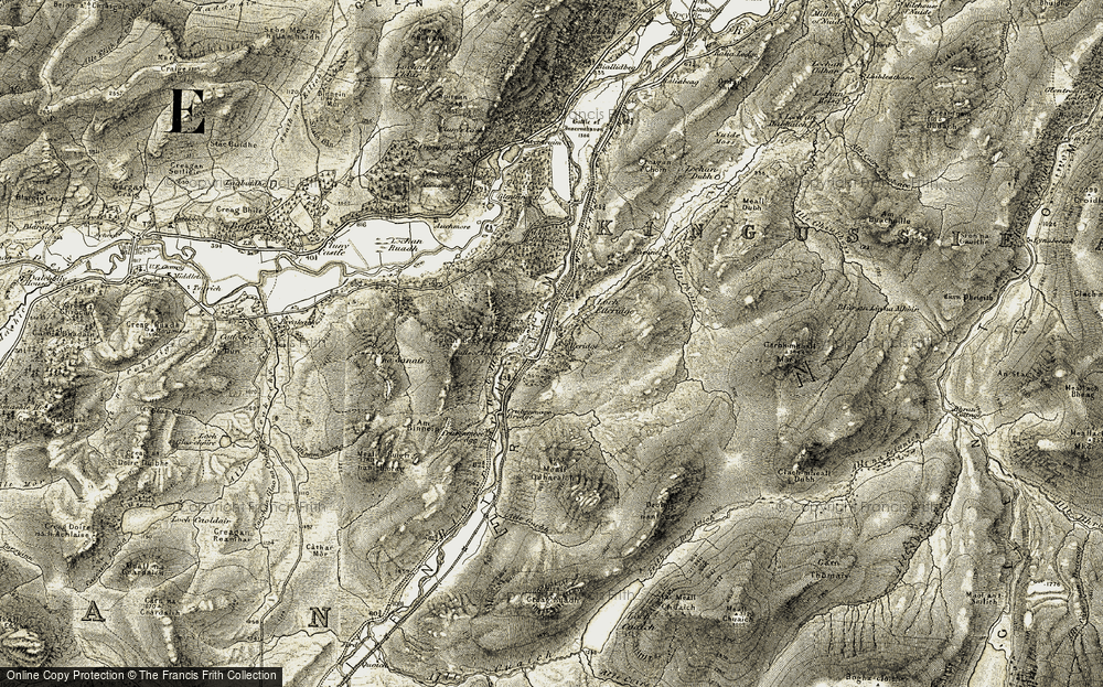 Old Map of Historic Map covering Allt Phoineis in 1908