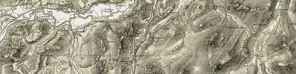 Old map of Tom na Cùile Riabhaich in 1908