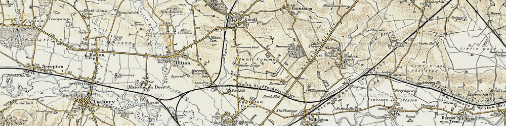 Old map of Etwall Common in 1902