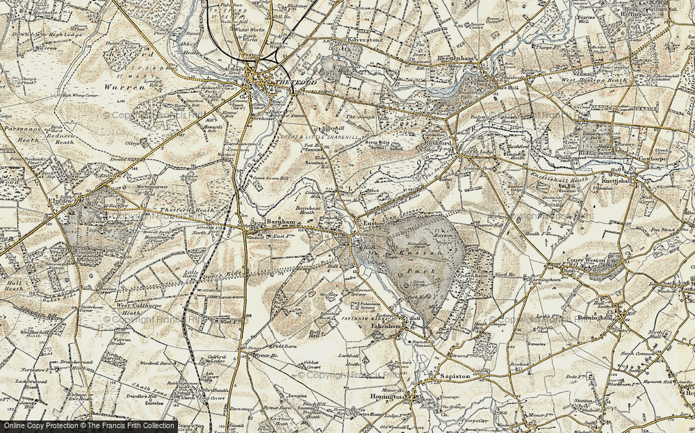 Old Map of Historic Map covering Wrottesley Wood in 1901