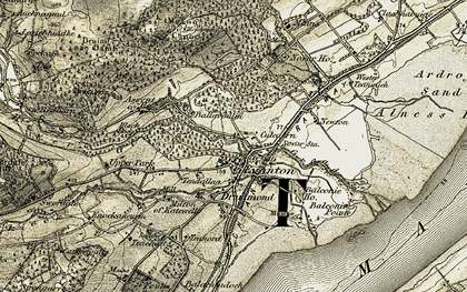 Old map of Evanton in 1911-1912