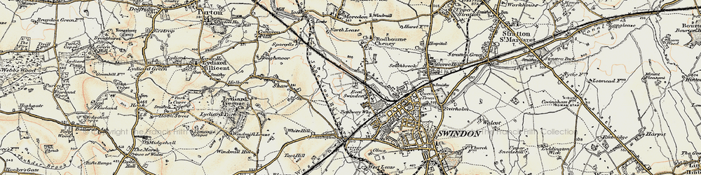 Old map of Even Swindon in 1897-1899
